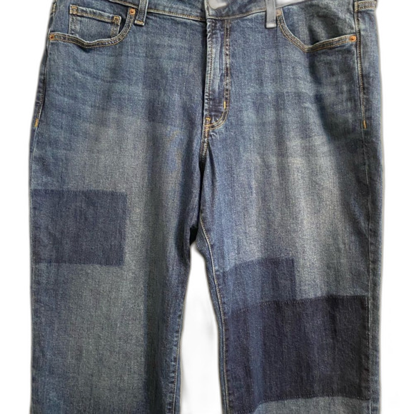 Old Navy 18P Relaxed Fit Dark Patchwork Jeans OG Loose, Cottagecore Chic OF-3 - Picture 2 of 10